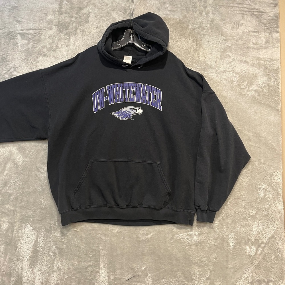 Gildan Hoodie Men 2XL Black UW-Whitewater Warhawks Faded Pullover Sweatshirt